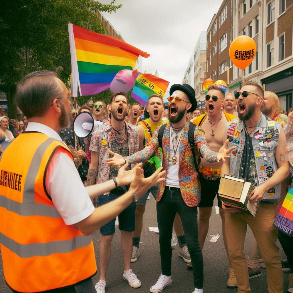 Pride Attendee Tells Street Preacher to Stop Forcing His Beliefs on Others